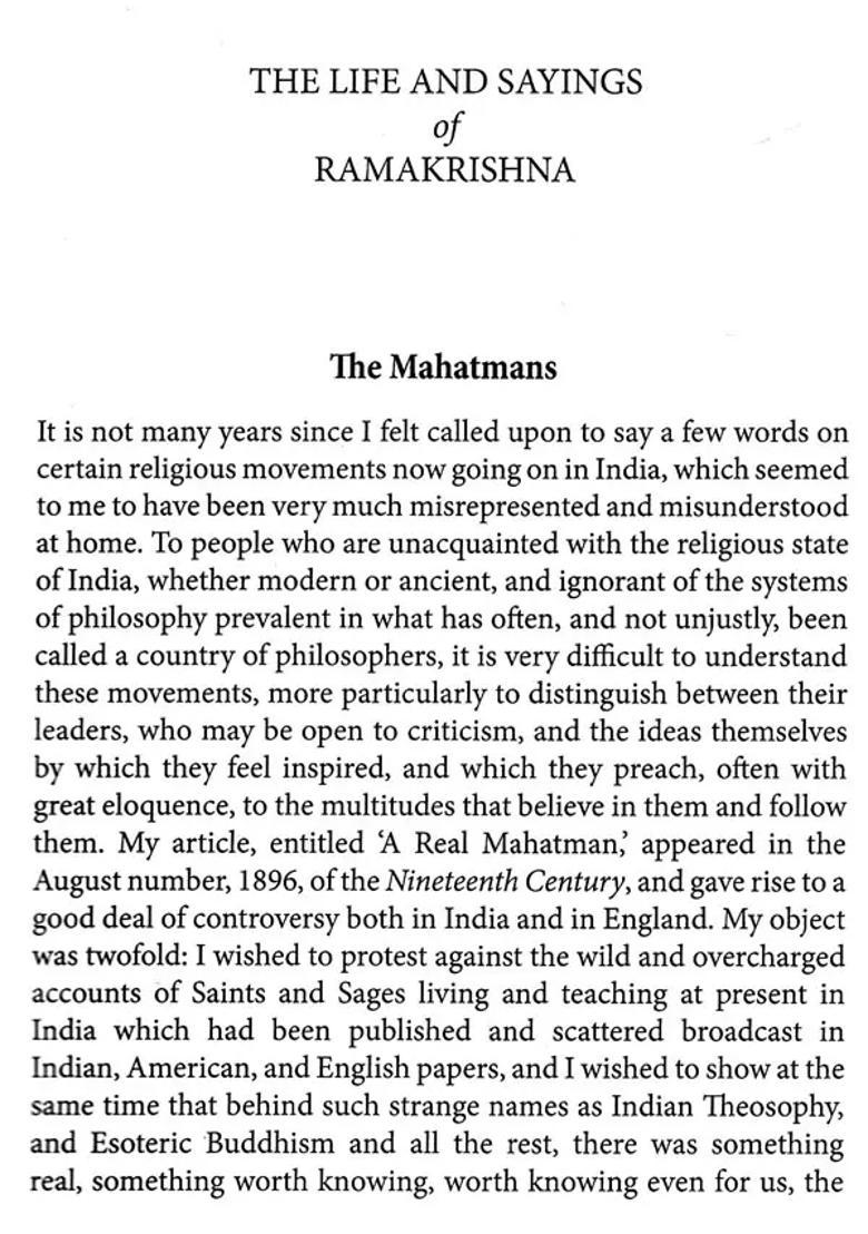 Ramakrishna His Life And Sayings - Indya