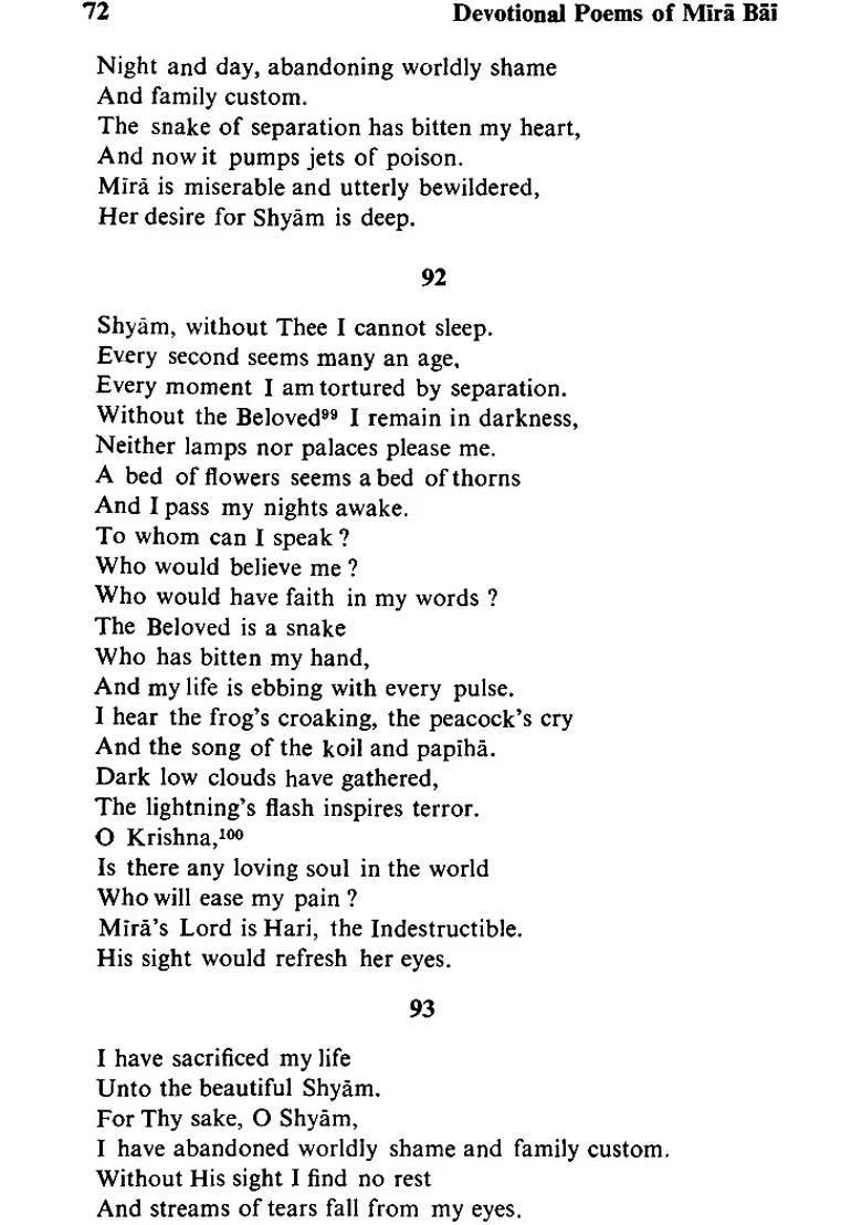 The Devotional Poems Of Mirabai - Indya