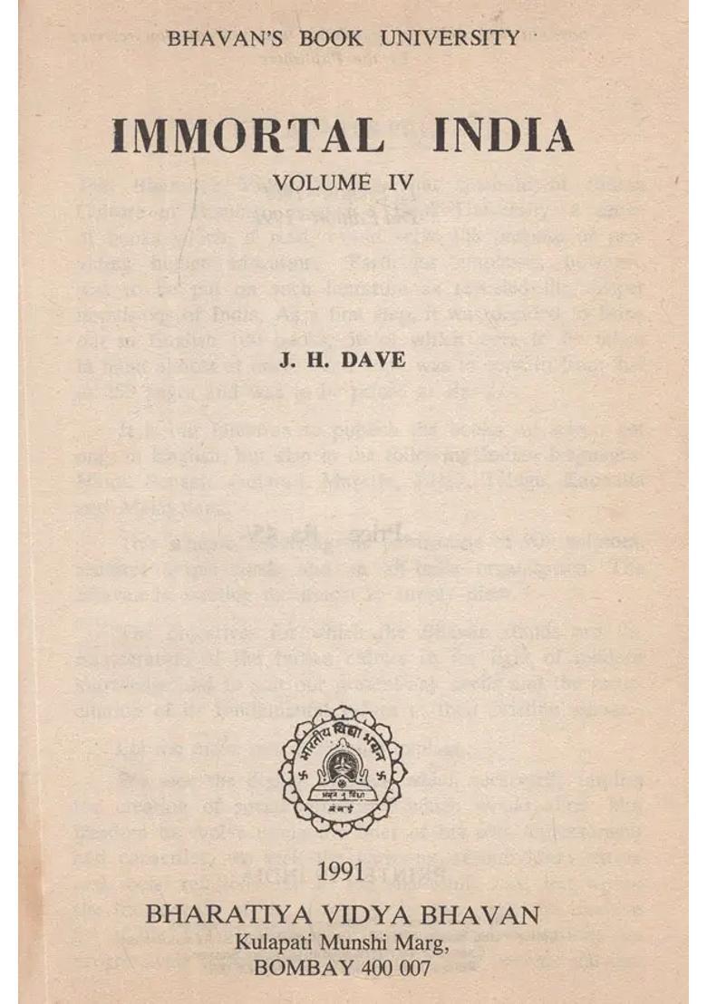 Immortal India- Vol- Iv An Old And Rare Book - Indya