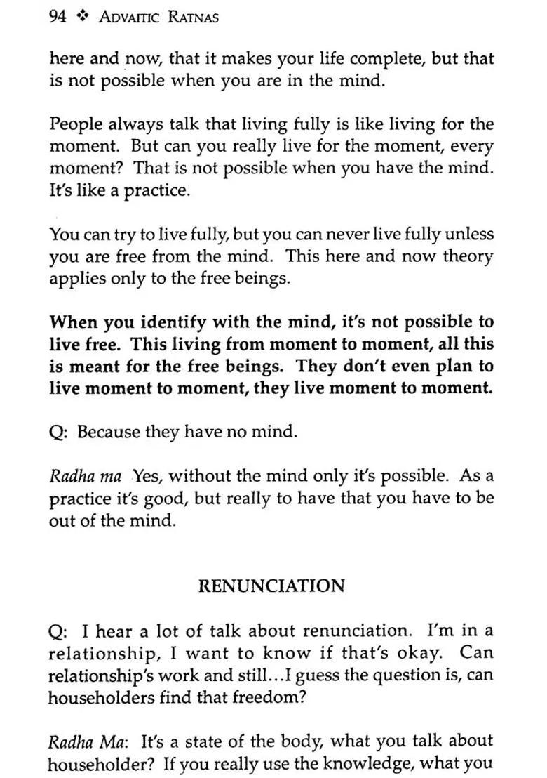 Advaitic Ratnas- Conversation With Radha Ma An Indian Advaita Guru Transcription From The Original Dvds - Indya