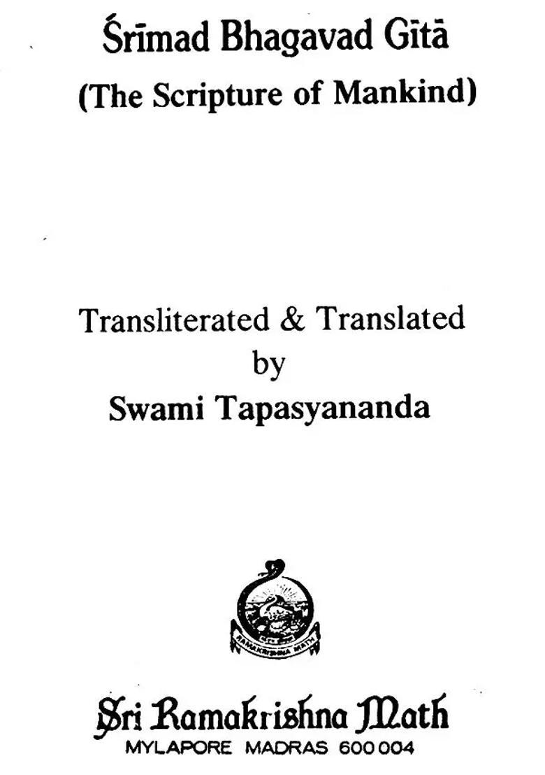 Bhagavad Gita The Scripture Of Mankind - Indya