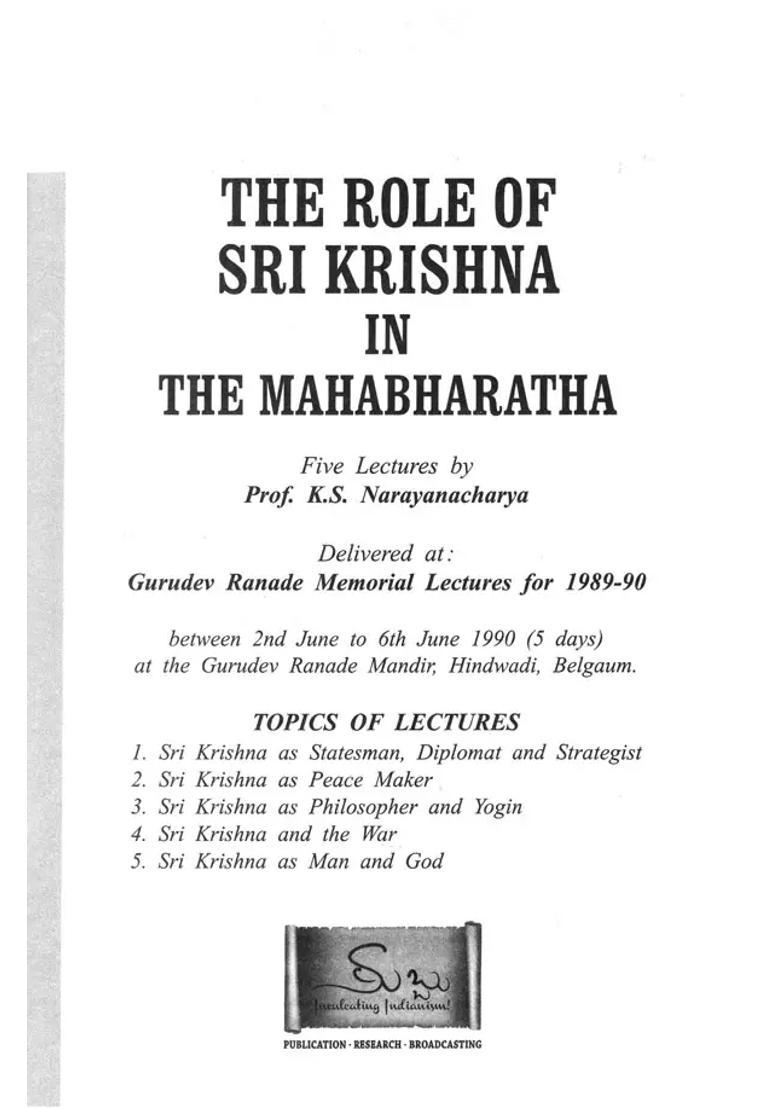 The Role Of Sri Krishna In The Mahabharata - Indya