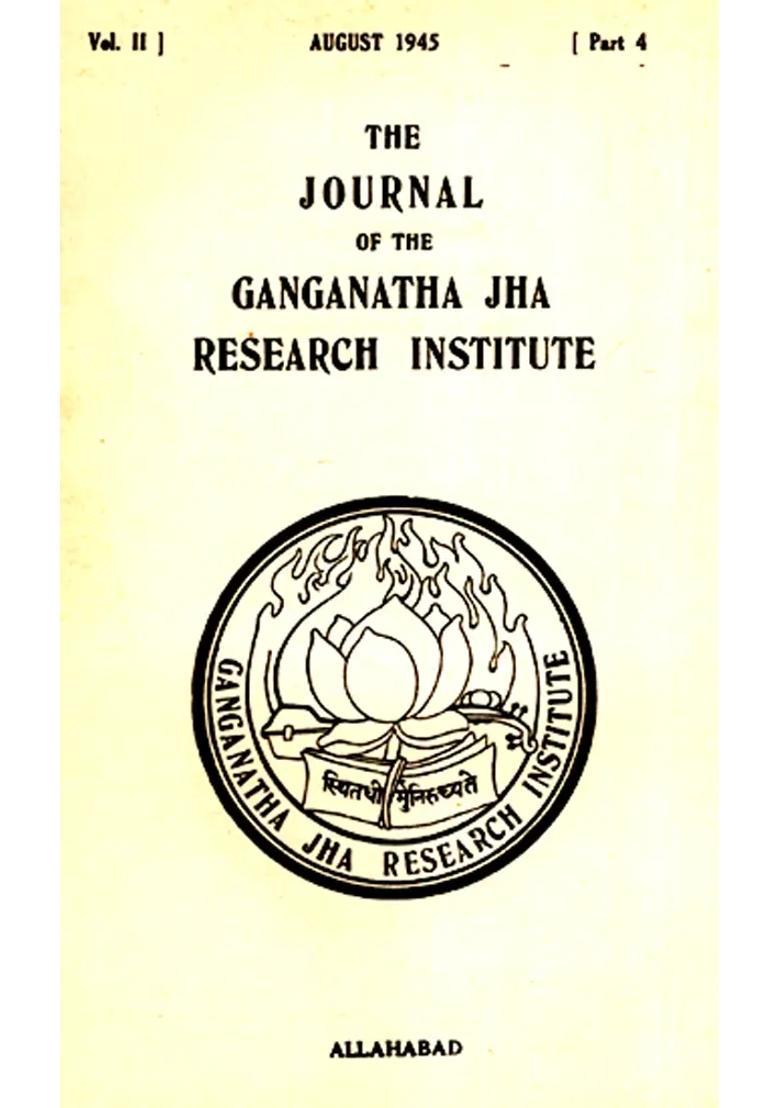 The Journal Of The Ganganath Jha Research Institute Vol- Ii August 1945 Part-Iv An Old And Rare Book - Indya