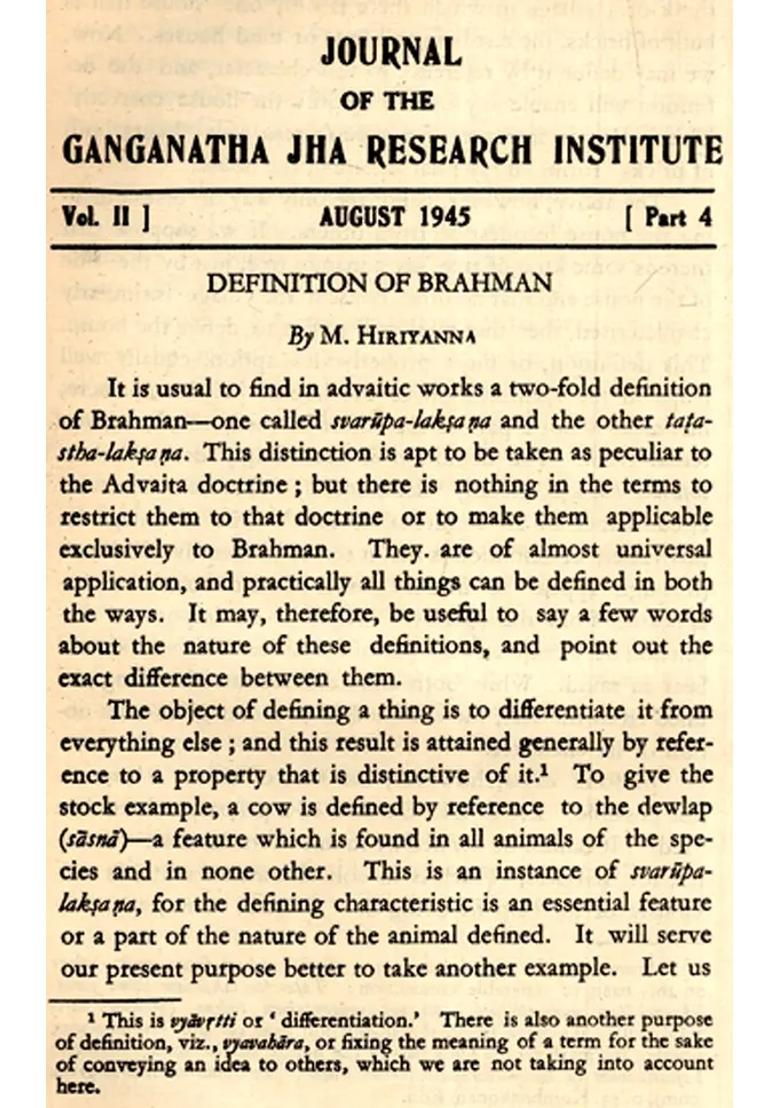 The Journal Of The Ganganath Jha Research Institute Vol- Ii August 1945 Part-Iv An Old And Rare Book - Indya