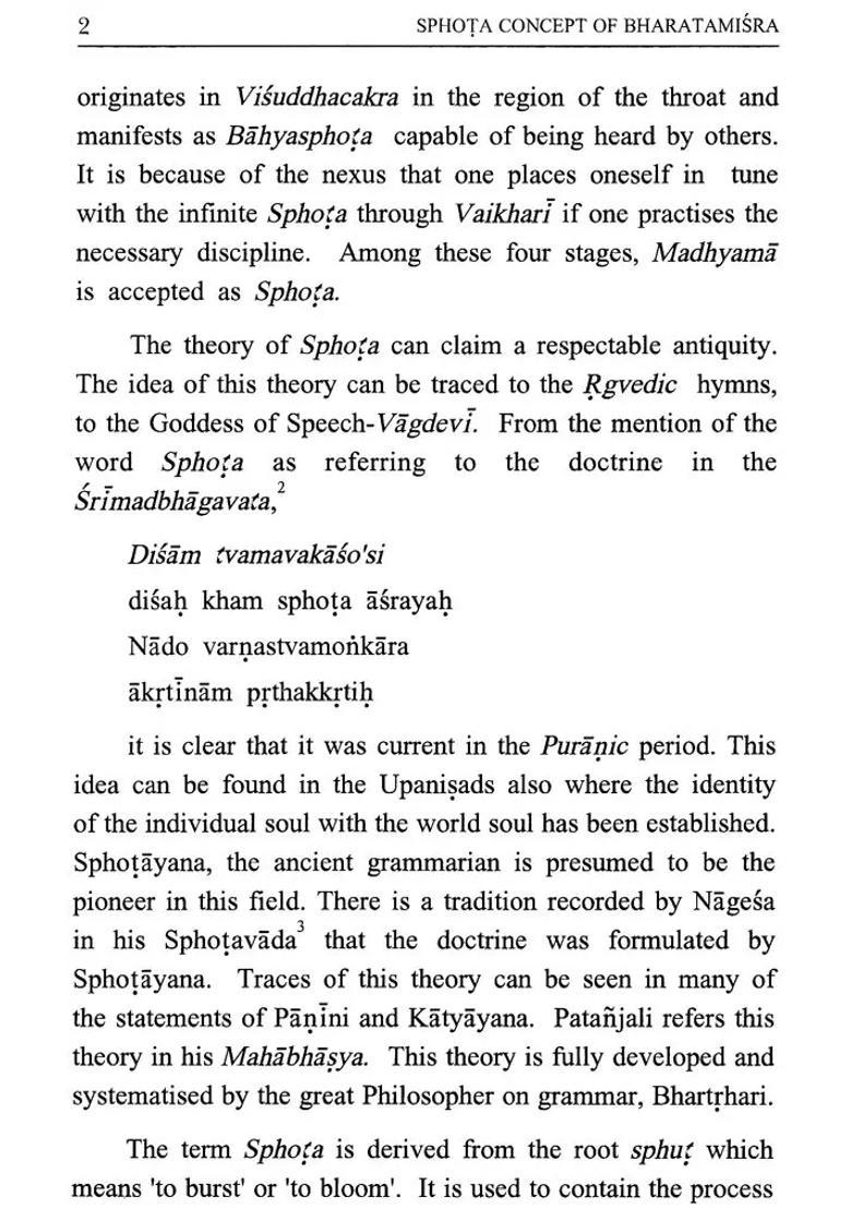 Sphota Concept Of Bharatamisra - Indya