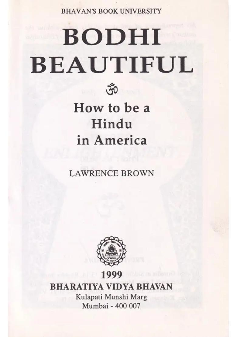 Bodhi Beautiful How To Be A Hindu In America An Old And Rare Book - Indya