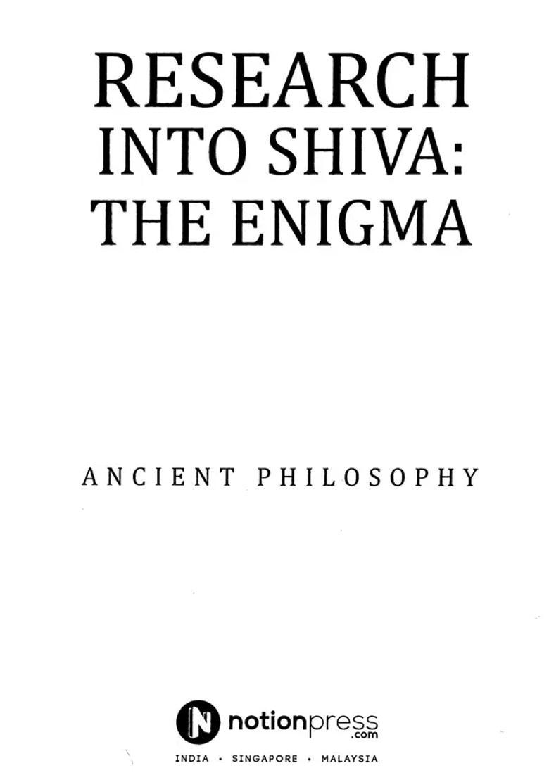 Research Into Shiva The Enigma Ancient Philosophy - Indya