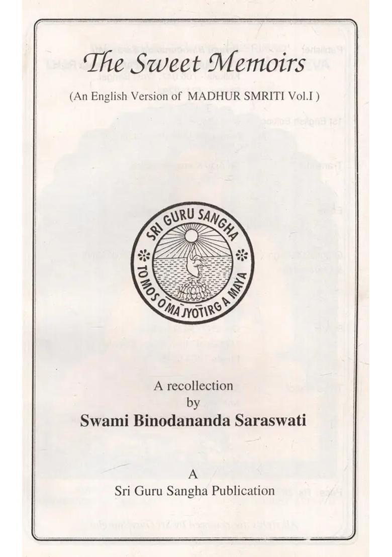 The Sweet Memoirs - An English Version Of Madhur Smriti Vol-I An Old And Rare Book - Indya