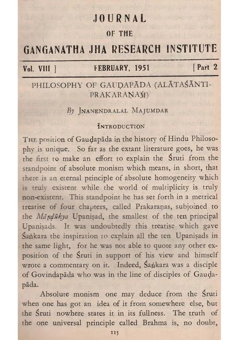 The Journal Of The Ganganatha Jha Research Institute February 1951 Part 2 An Old And Rare Book - Indya