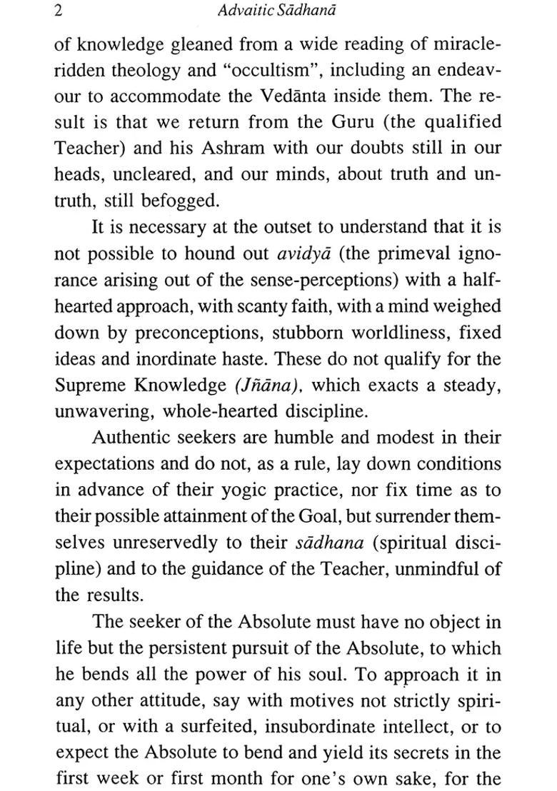 Advaitic Sadhana The Yoga Of Direct Liberation - Indya