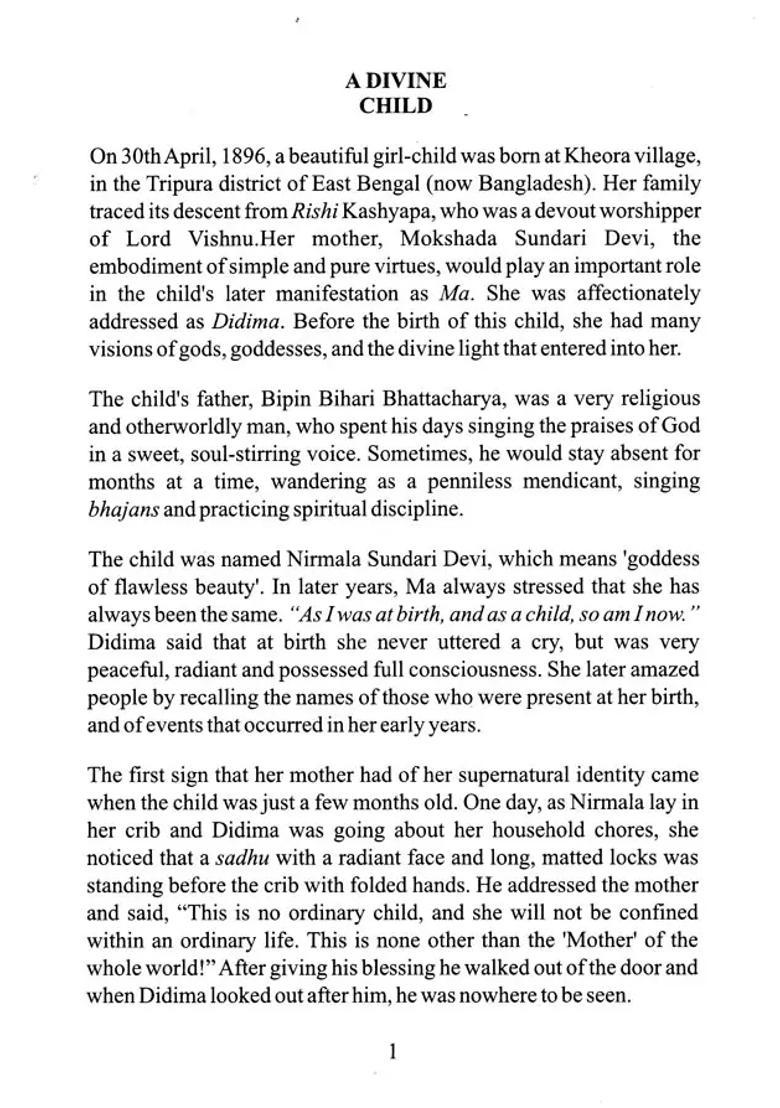 Om Ma Anandamayi Ma A Short Life Sketch - Indya