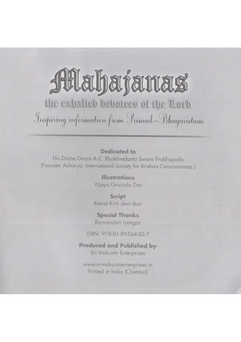 Mahajanas- The Exalted Devotees Of The Lord Inspiring Information From Srimad- Bhagavatam - Indya