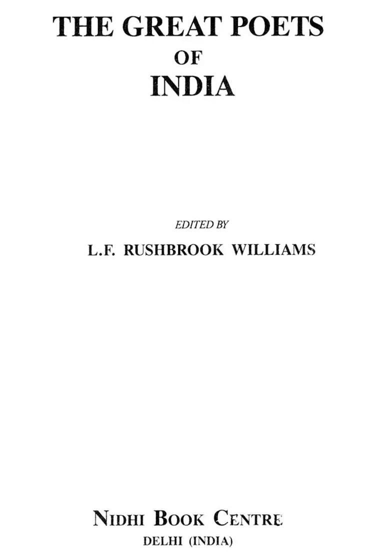 The Great Poets Of India - Indya