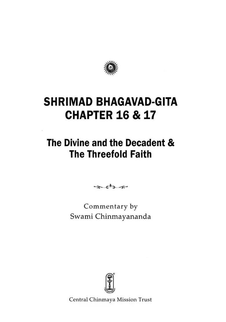 Shrimad Bhagavad Gita The Divine And The Decadent The Threefold Faith Chapter 16 And 17 - Indya