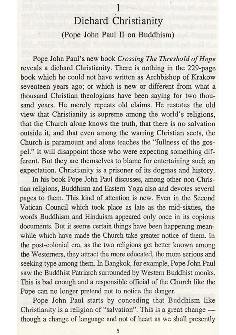 A Hindu-Buddhist Rejoinder Pope John Paul Ii On Eastern Religions And Yoga - Indya