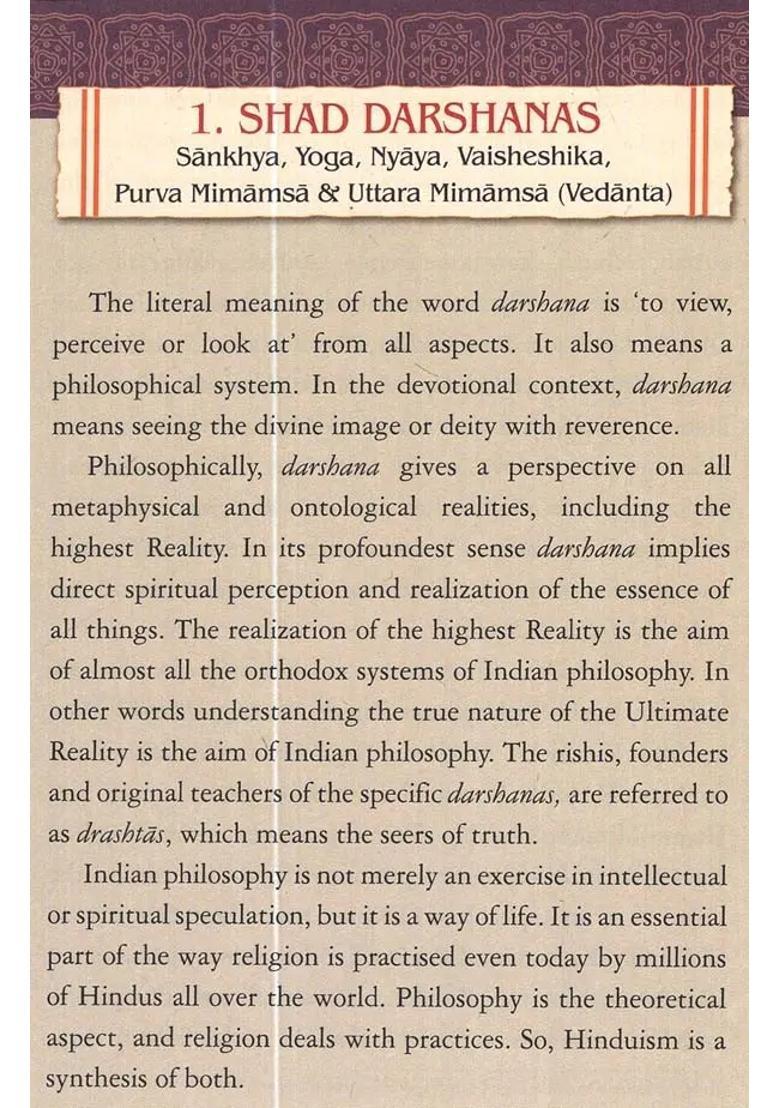 Hinduism Shad Darshanas & Sampradayas Philosophies And Hindu Denominations - Indya