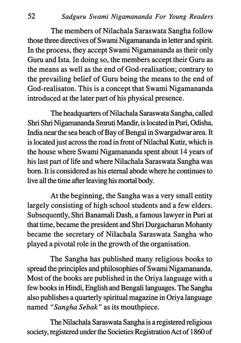 Sadguru Swami Nigamananda For Young Readers - Indya