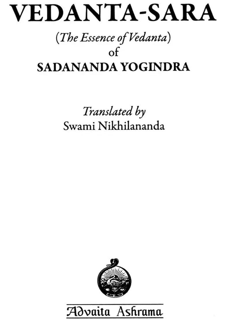Vedanta-Sara Of Sadananda - Indya
