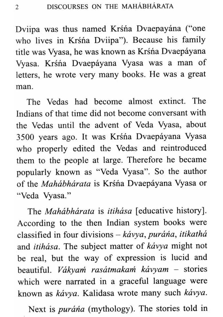Discourses On The Mahabharata - Indya