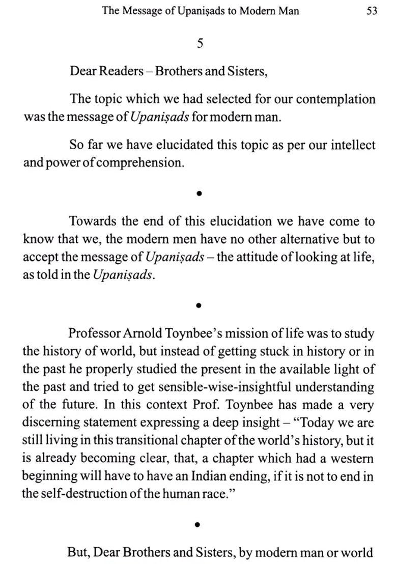 The Message Of Upanisads To Modern Man - Indya