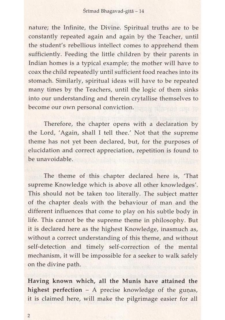 Srimad Bhagavad Gita The Threefold Qualities Chapter 14 - Indya