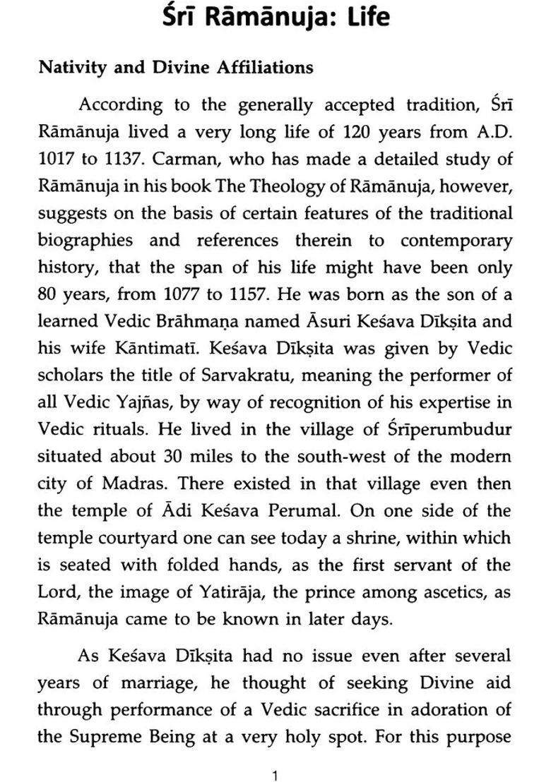 Sri Ramanuja His Life Religion And Philosophy - Indya
