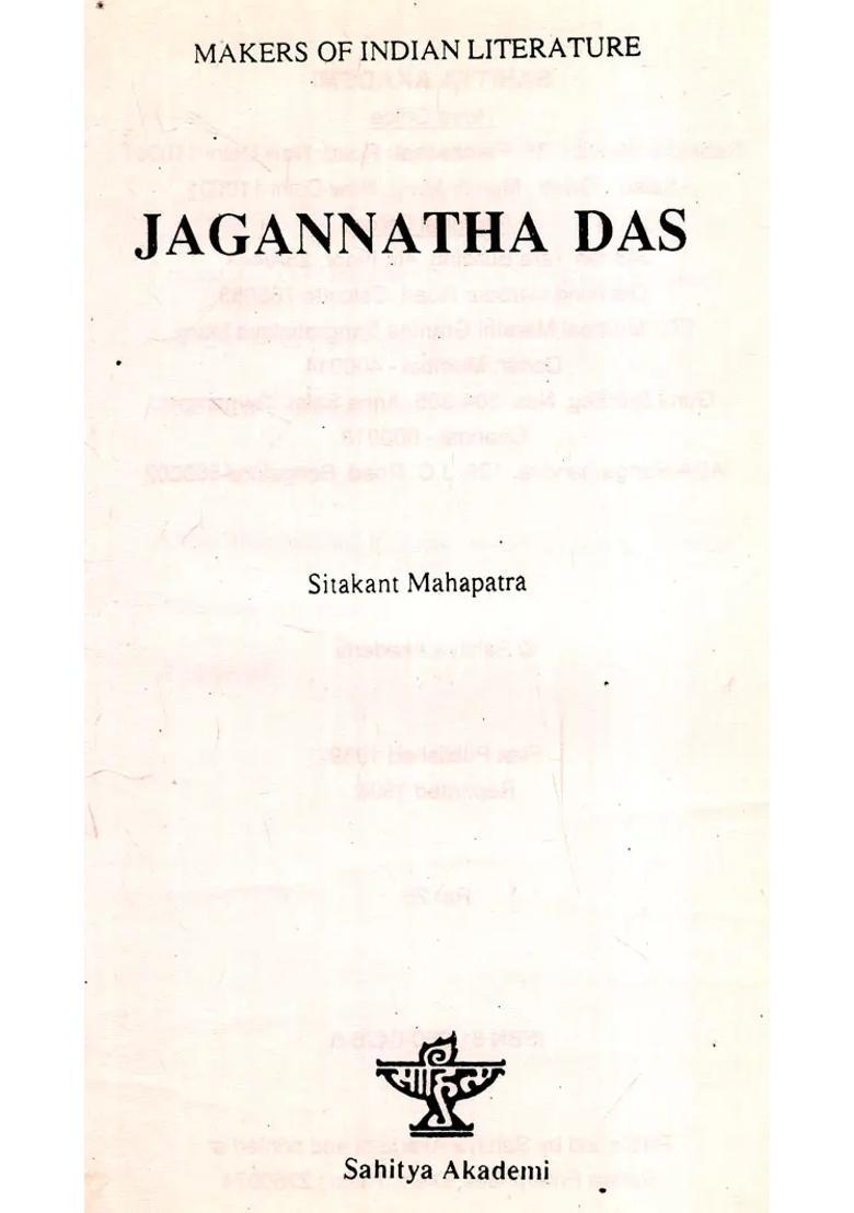Jagannatha Das Makers Of Indian Literature - Indya