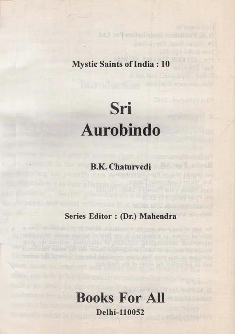 Sri Aurobindo Mystic Saints Of India 10 - Indya