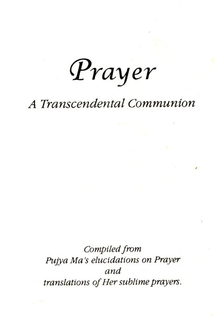 Prayer - A Transcendental Communion An Old And Rare Book - Indya