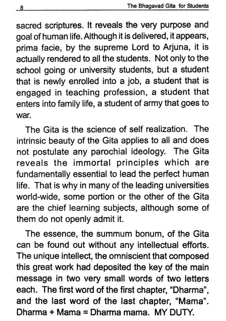 The Bhagavad Gita For Students - Indya