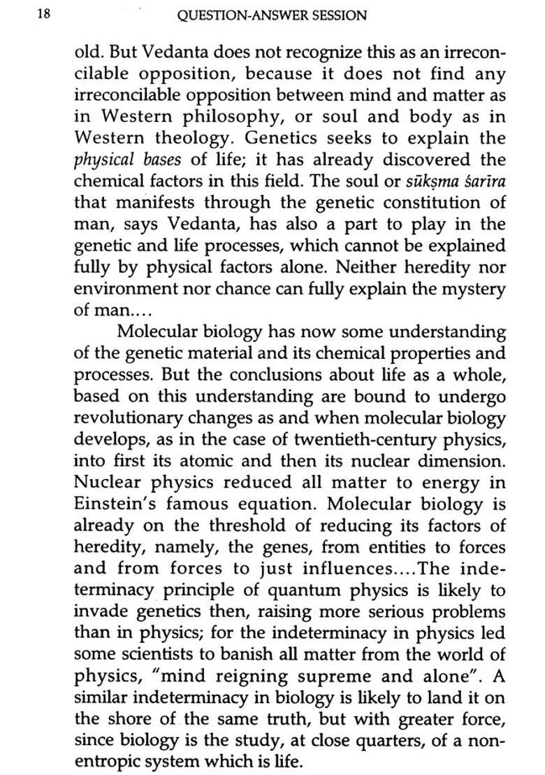 Proceedings Of The Ouestion Answer Session In Chicago Vivekananda Vedanta Society Chicago 1982 - Indya