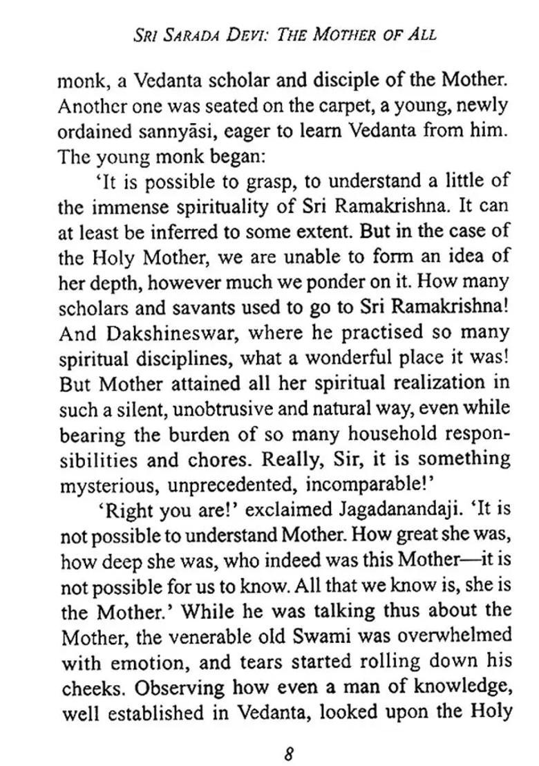 Sri Sarada Devi The Mother Of All - Indya