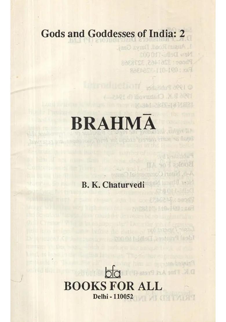 Brahma Gods And Goddesses Of India- 2 An Old And Rare Book - Indya
