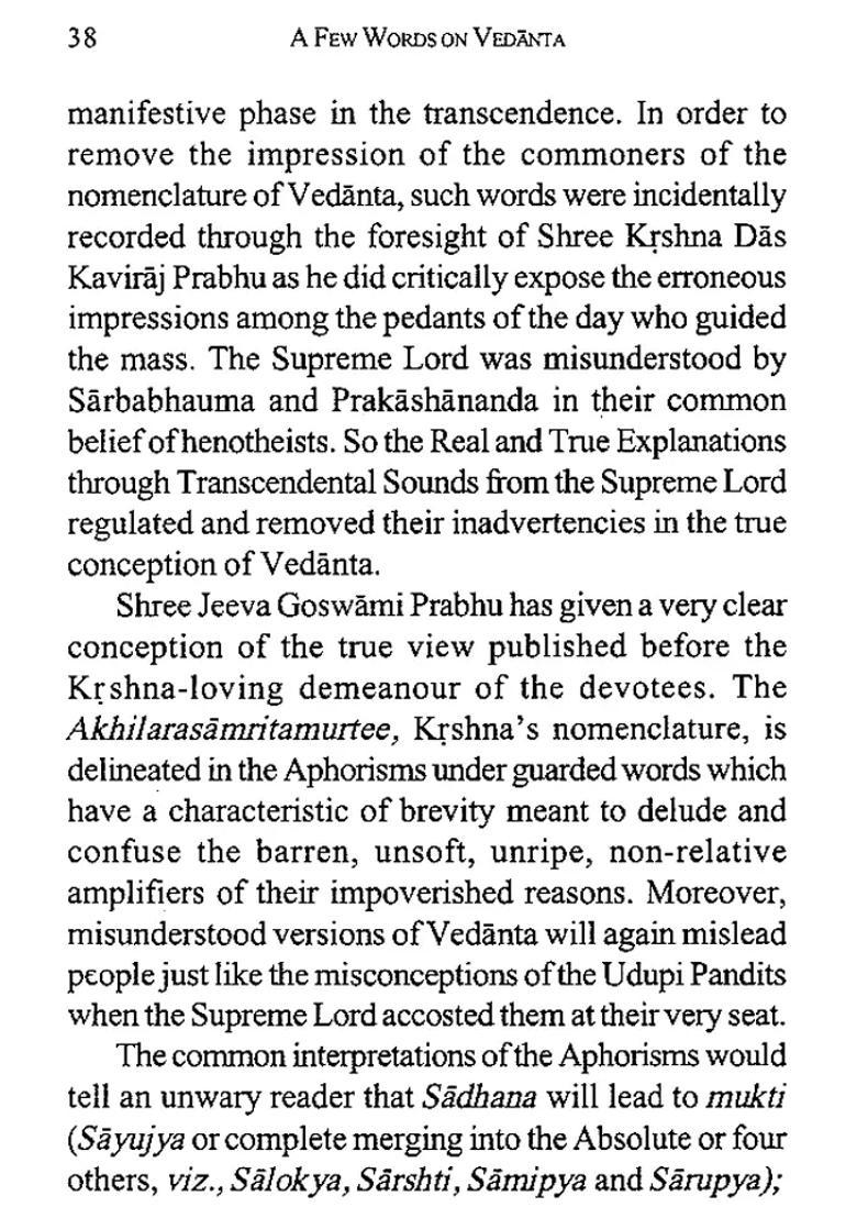 A Few Words On Vedanta - Indya