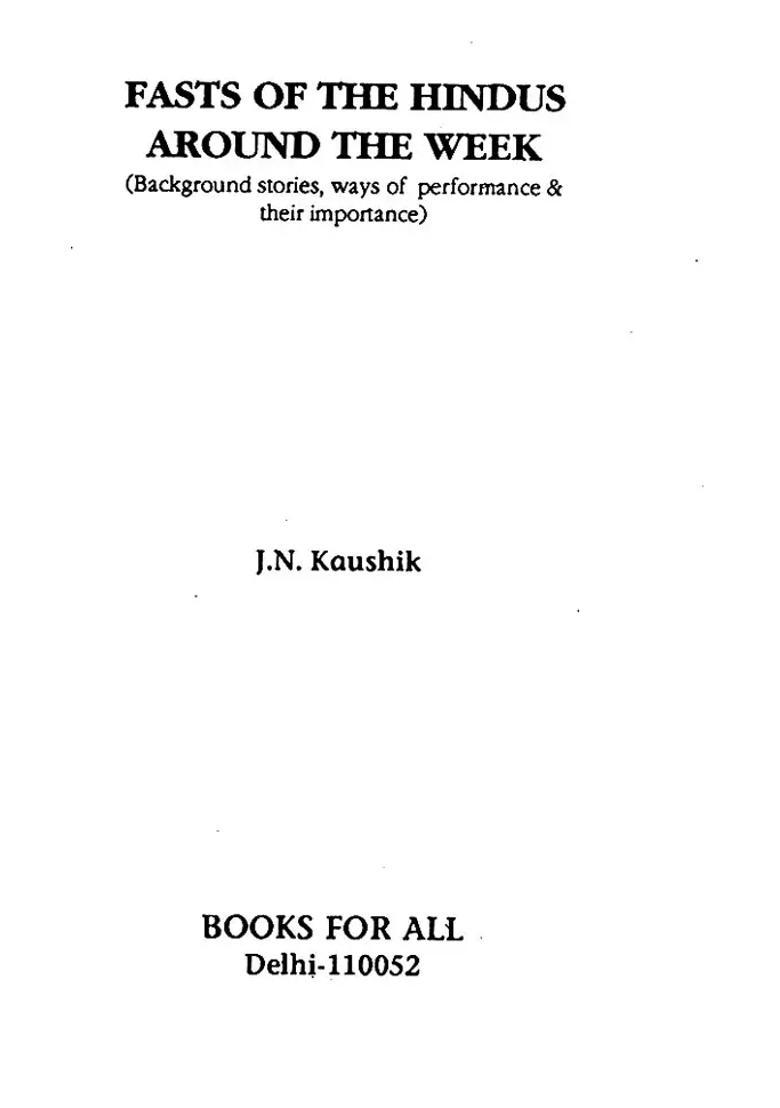 Fasts Of The Hindus Around The Week - Background Stories Ways Of Performance And Their Importance - Indya