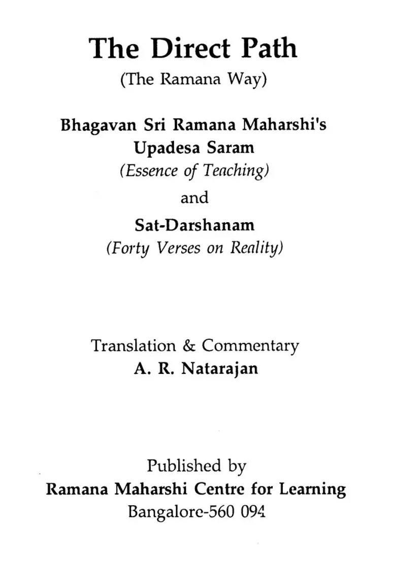 The Direct Path The Ramana Way- The Essence Of Maharshi