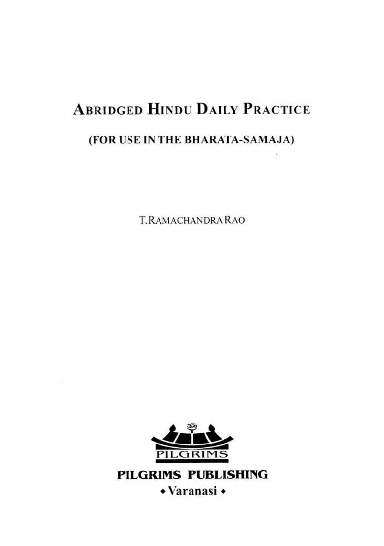 Abridged Hindu Daily Practice For Use In The Bharata-Samaja - Indya