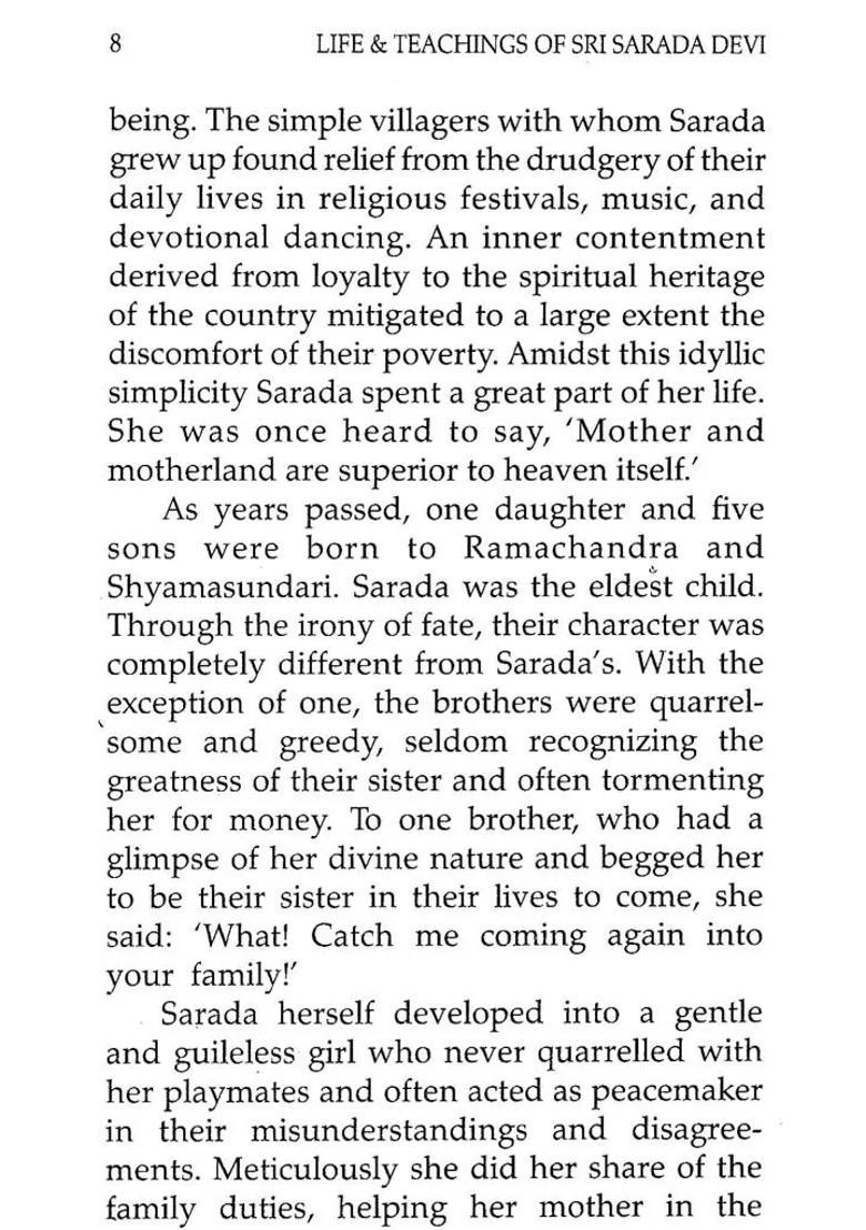 Sri Sarada Devi Life And Teachings Of The Holy Mother - Indya