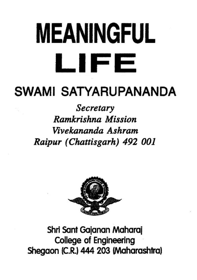 Meaningful Life- Swami Satyarupananda Pocket Size Book - Indya