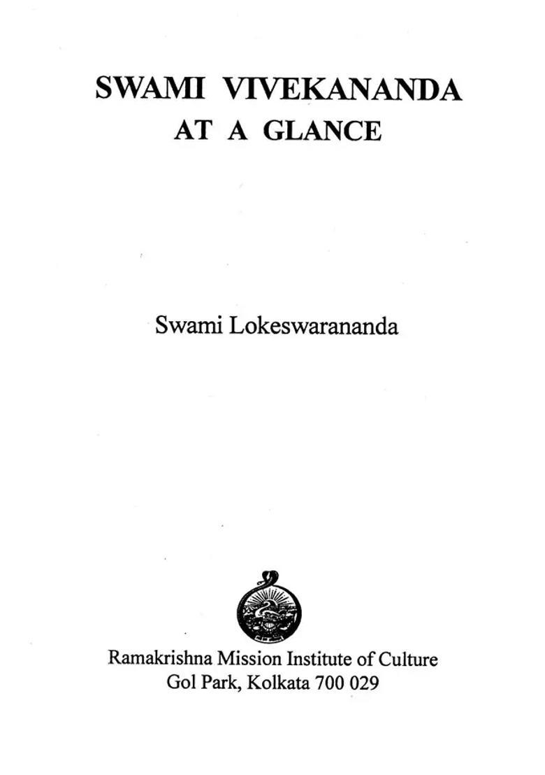 Swami Vivekananda- At A Glance - Indya