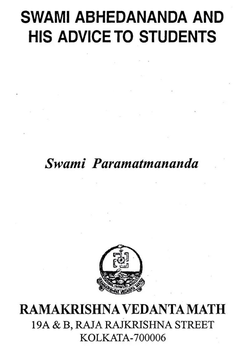 Swami Abhedananda And His Advice To Students - Indya