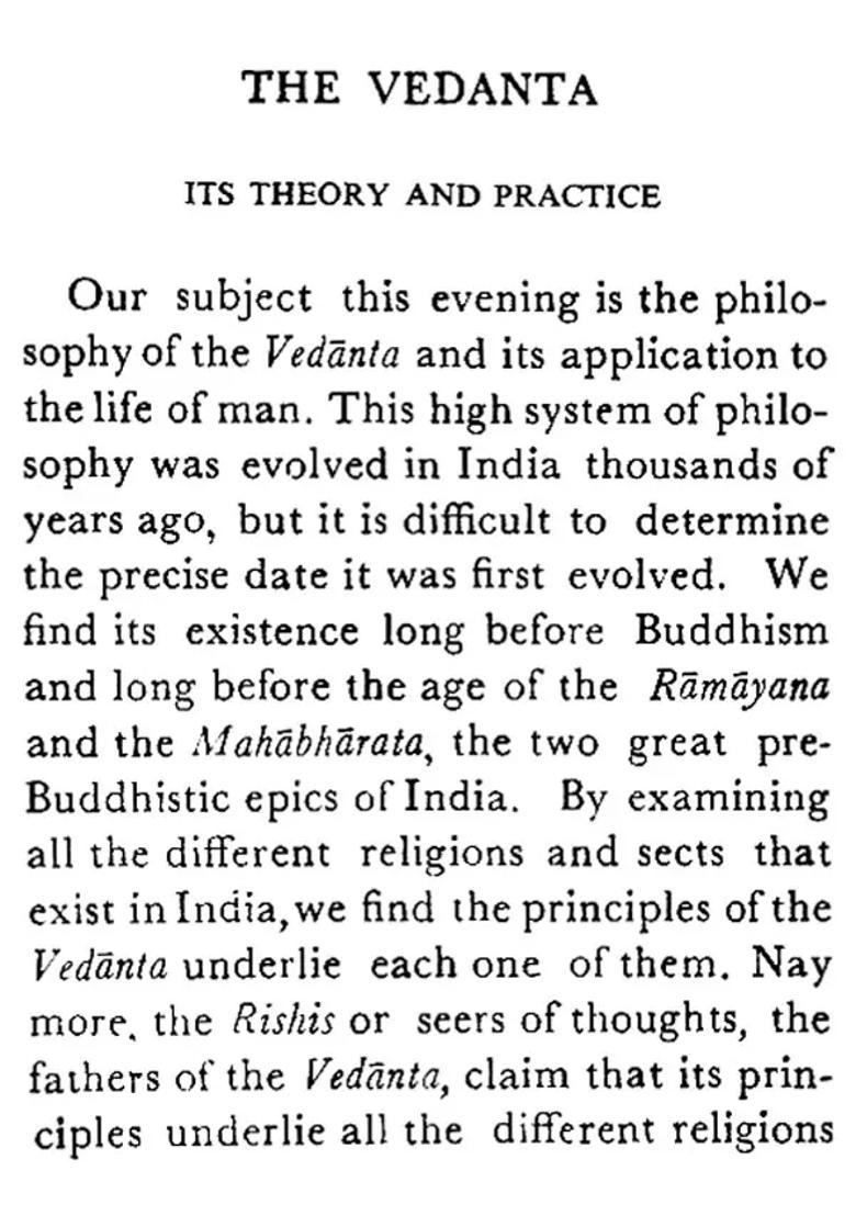 The Vedanta- Its Theory & Practice - Indya