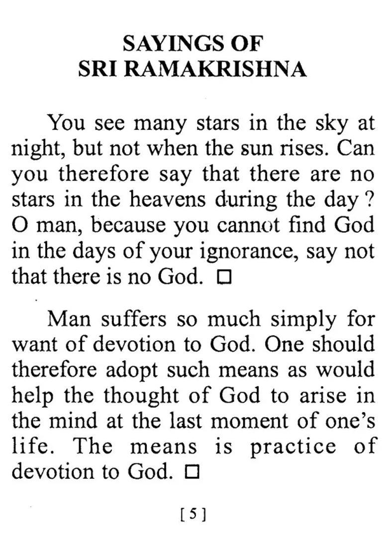 Great Sayings Words Of Sri Ramakrishna Sarada Devi And Swami Vivekananda - Indya