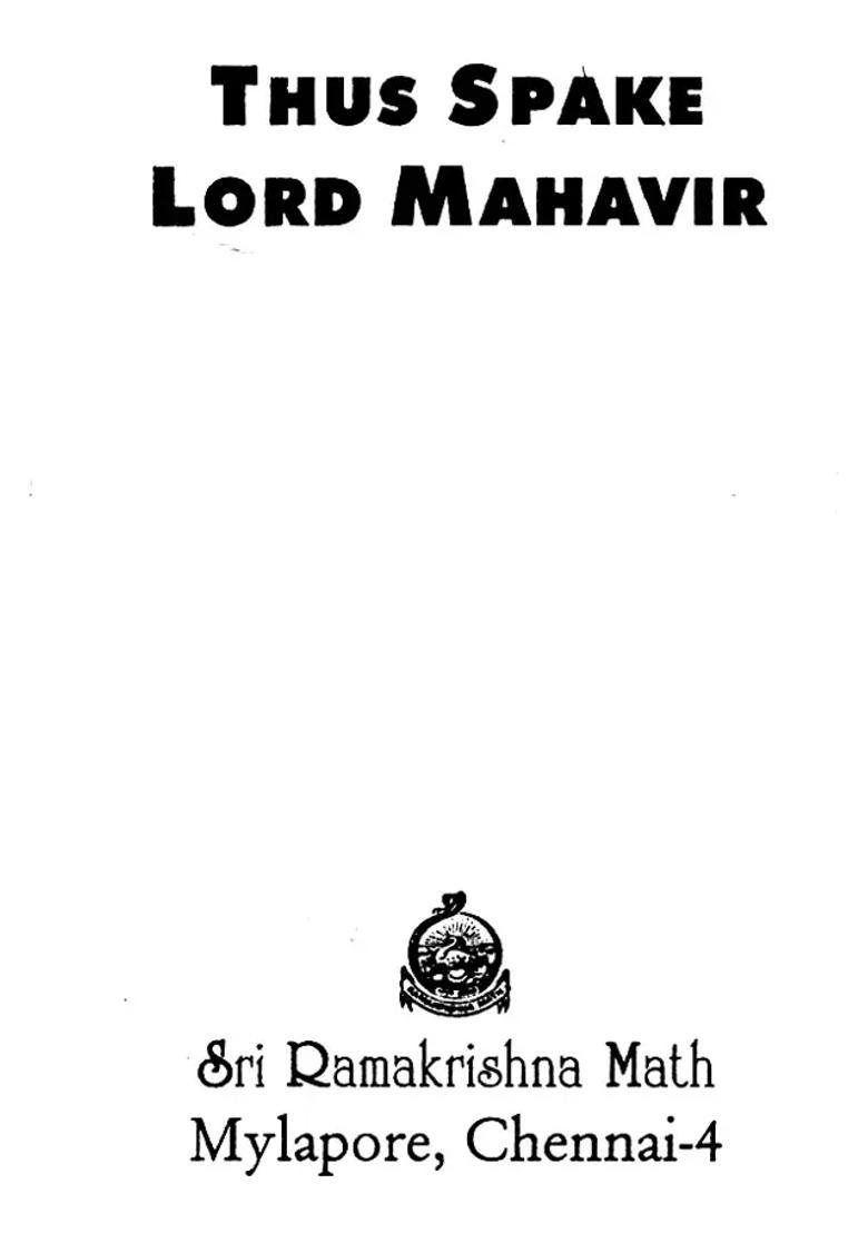 Thus Spake Lord Mahavir - Indya