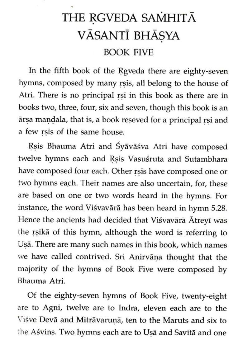 The Rgveda Samhita-Vasanti Bhasya-Translated Into English With The Rks Transliterated And Annotated Vol-3 - Indya