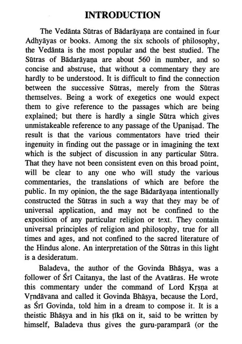 The Vedantasutras Brahmasutras With The Commentary Of Baladeva English Translation - Indya