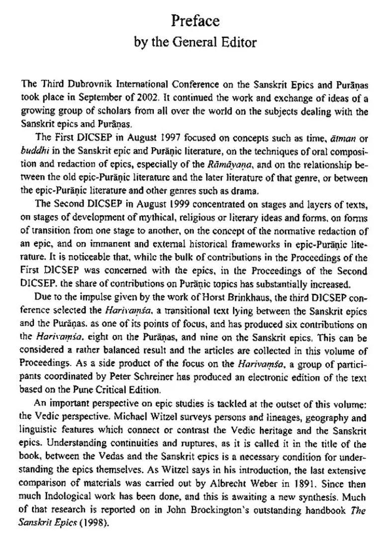 Epics Khilas And Puranas Continuities And Ruptures Proceedings Of The Third Dubrovnik International Conference On The Sanskrit Epics And Puranas - Indya