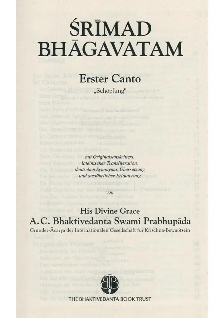 r Mad Bhagavatam Erster Canto Sch Pfung- Srimad Bhagavatam First Canto German - Indya