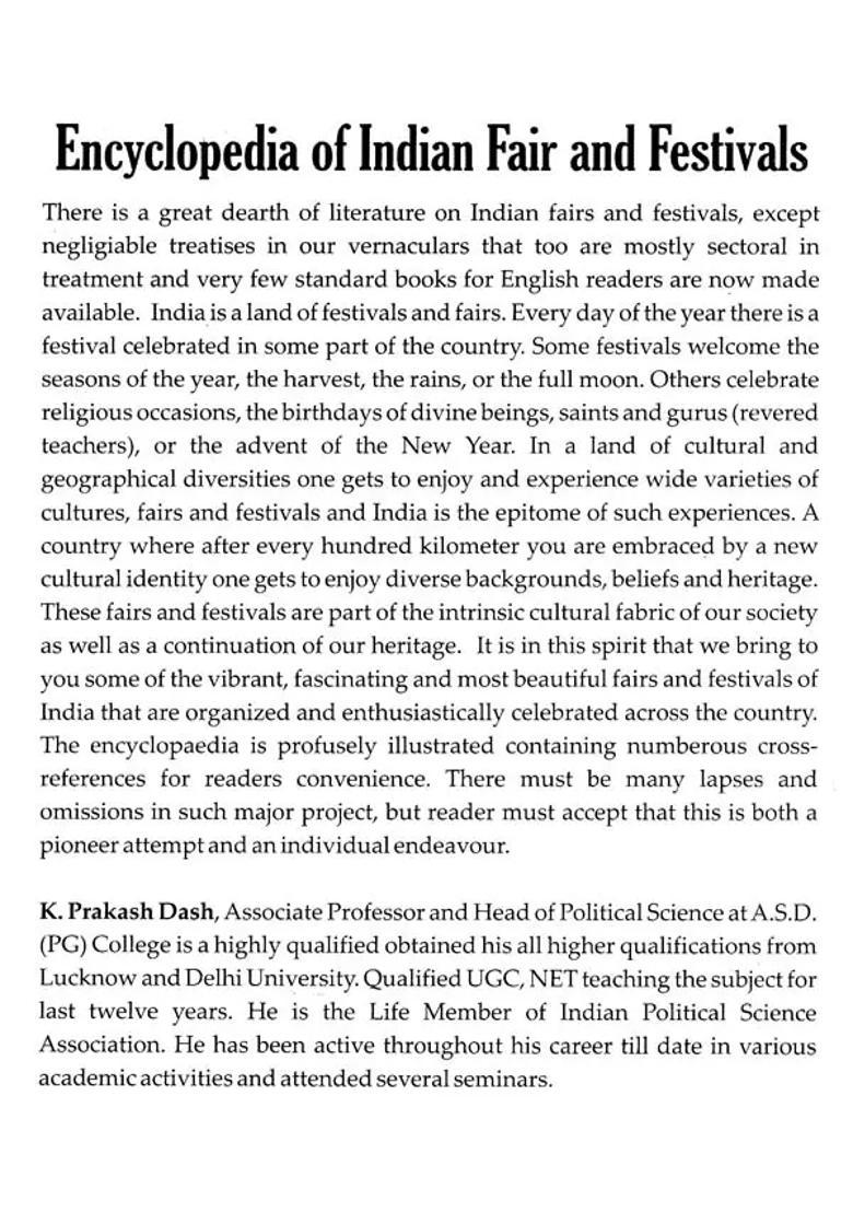 Encyclopedia Of Indian Fair And Festivals Set Of Two Volumes - Indya