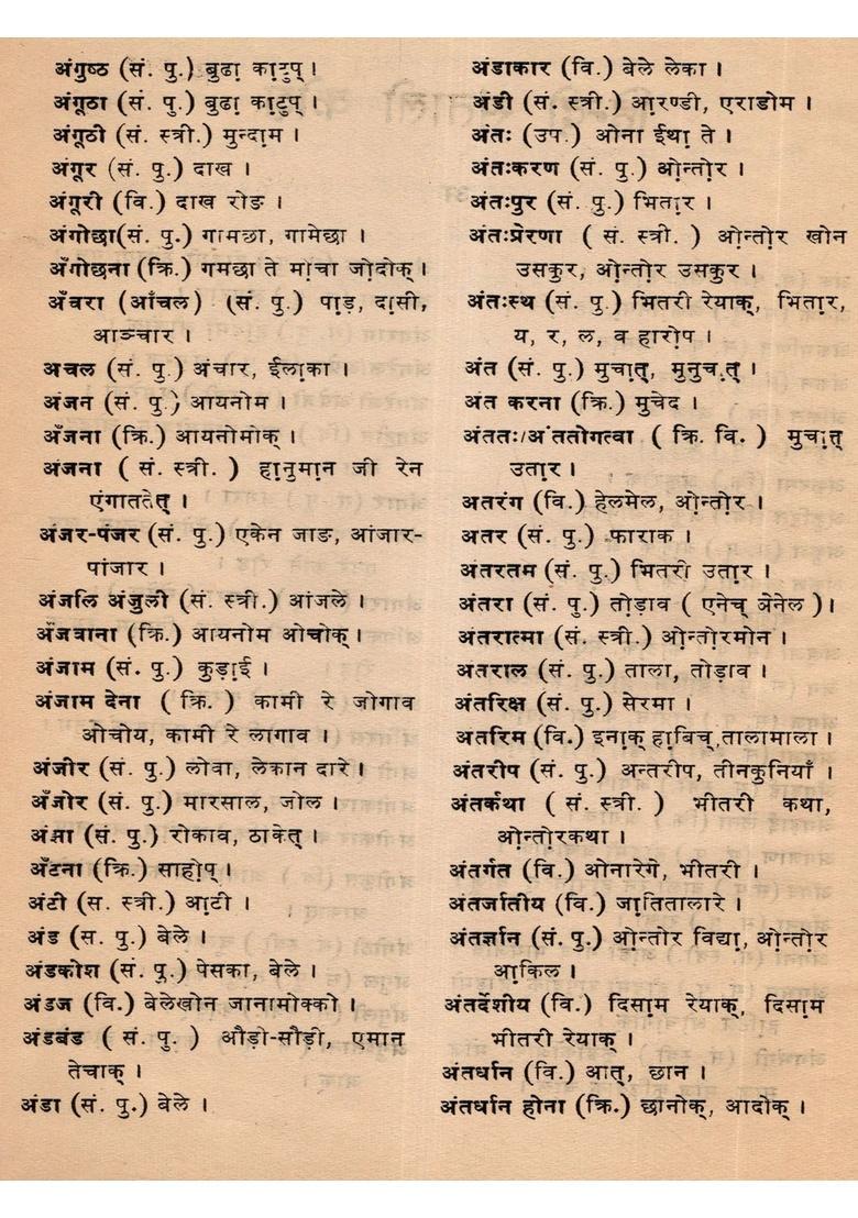 Hindi Santali Dictionary (An Old and Rare Book) - Indya
